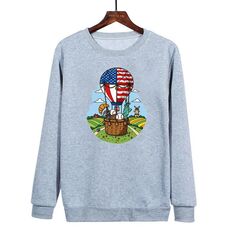 Felpa girocollo casual larga con stampa a palloncino, stampa su richiesta, taglia: XXXL (grigio)