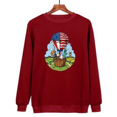 Felpa girocollo casual larga con stampa a palloncino, stampa su richiesta, taglia: XXXL (rosso vino)