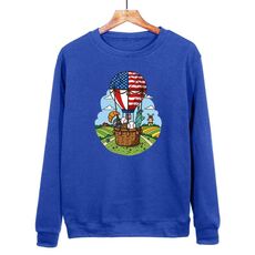 Felpa girocollo casual larga con stampa a palloncino, stampa su richiesta, taglia: XXXL (blu)
