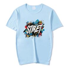 T-shirt girocollo in modal a maniche corte con stampa personalizzata su richiesta, taglia: S (azzurro cielo)