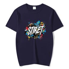 T-shirt girocollo in modal a maniche corte con stampa personalizzata su richiesta, taglia: M (blu navy)