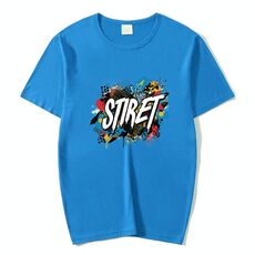 T-shirt girocollo in modal a maniche corte con stampa personalizzata su richiesta, taglia: L (Lake Blue)