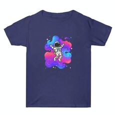 Maglietta estiva larga in cotone a maniche corte con stampa personalizzata su richiesta, taglia: L (blu navy-4)