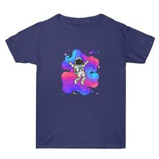 Maglietta estiva larga in cotone a maniche corte con stampa personalizzata su richiesta, taglia: XL (blu navy-4)