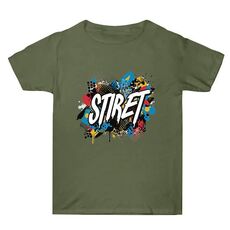 Maglietta estiva larga in cotone a maniche corte con stampa personalizzata su richiesta, taglia: XL (verde militare-1)