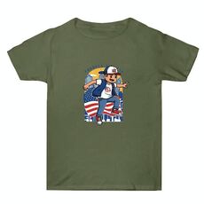 Maglietta estiva larga in cotone a maniche corte con stampa personalizzata su richiesta, taglia: XL (verde militare-2)