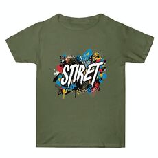 Maglietta estiva larga in cotone a maniche corte con stampa personalizzata su richiesta, taglia: XXL (verde militare-1)