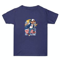 Maglietta estiva larga in cotone a maniche corte con stampa personalizzata su richiesta, taglia: XXXL (blu navy-2)