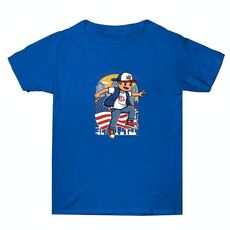 Maglietta estiva larga in cotone a maniche corte con stampa personalizzata su richiesta, taglia: XXXL (blu-2)