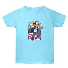 Maglietta estiva larga in cotone a maniche corte con stampa personalizzata su richiesta, taglia: XXXL (blu acqua-2)