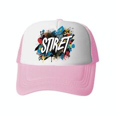 Cappello con visiera in tessuto a rete di spugna, stampa su richiesta (rosa chiaro)