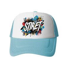 Cappello con visiera in tessuto a rete di spugna con stampa su richiesta (azzurro cielo)