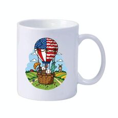 Tazza da latte in ceramica bianca semplice Tazza da acqua Stampa personalizzata su richiesta (mongolfiera)