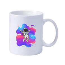 Tazza da latte in ceramica bianca semplice Tazza da acqua Stampa personalizzata su richiesta (astronauta)