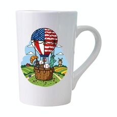 Tazza in ceramica bianca conica Tazza per l'acqua Stampa personalizzata su richiesta (mongolfiera)
