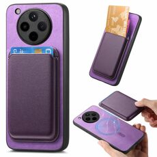 Per OPPO Find X8 Retro Magsafe Card Bag PU Cover posteriore Custodia per telefono (viola)