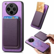 Per OPPO Find X8 Pro Retro Magsafe Card Bag PU Cover posteriore Custodia per telefono (viola)