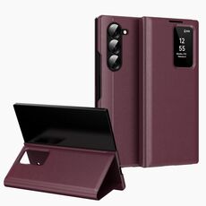 Per Samsung Galaxy Z Fold6 5G Smart View Window Custodia in pelle con slot per schede (rosso)