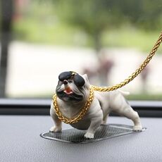 Accessori per console centrale per auto, cane Bully Car, decorazioni per cani sociali, ornamenti per interni auto (bianco)