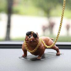 Accessori per console centrale per auto, cane Bully Car, decorazioni per cani sociali, ornamenti per interni auto (marrone)