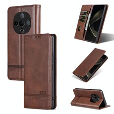 Per vivo Y300 AZNS Custodia per telefono in pelle di vitello con texture magnetica (marrone scuro)