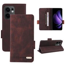 Per OPPO Reno13 F Custodia in pelle con chiusura magnetica (marrone)