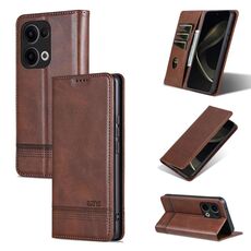 Per OPPO Reno13 AZNS Custodia per telefono in pelle con texture di vitello magnetica (marrone scuro)