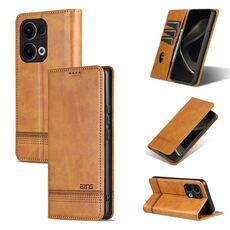Per OPPO Reno13 AZNS Custodia per telefono in pelle con texture di vitello magnetica (marrone chiaro)