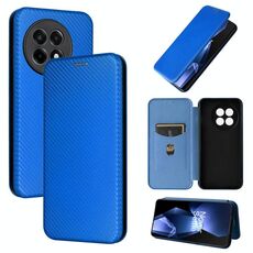 Per OnePlus Ace 5 Pro Custodia in pelle con texture in fibra di carbonio (blu)