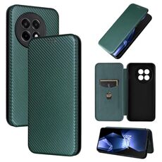 Per OnePlus Ace 5 Pro Custodia in pelle con texture in fibra di carbonio (verde)