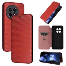 Per OnePlus Ace 5 Pro Custodia in pelle con texture in fibra di carbonio (marrone)
