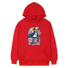 Felpa con cappuccio in pile stampato per bambini, stampa su richiesta, taglia: M (rosso)