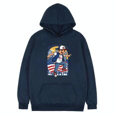 Felpa con cappuccio in pile stampato per bambini, stampa su richiesta, taglia: L (blu navy)