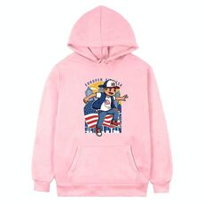Felpa con cappuccio in pile stampato per bambini, stampa su richiesta, taglia: L (rosa)
