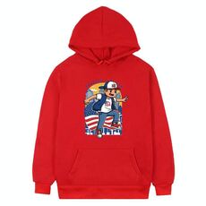 Felpa con cappuccio in pile stampato per bambini, stampa su richiesta, taglia: XL (rosso)