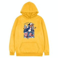 Felpa con cappuccio in pile stampato per bambini, stampa su richiesta, taglia: XL (giallo)
