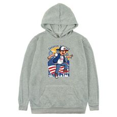Felpa con cappuccio in pile stampato per bambini, stampa su richiesta, taglia: XL (grigio)