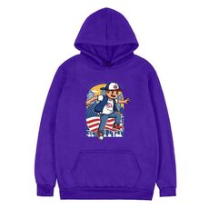 Felpa con cappuccio in pile stampato per bambini, stampa su richiesta, taglia: XL (viola)