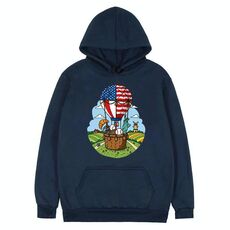 Felpa con cappuccio in pile con stampa a palloncino, stampa su richiesta, taglia: L (blu navy)