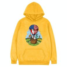 Felpa con cappuccio in pile con stampa a palloncino, stampa su richiesta, taglia: XL (giallo)