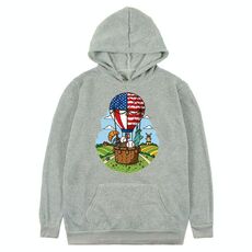 Felpa con cappuccio in pile con stampa a palloncino, stampa su richiesta, taglia: XXXL (grigio)
