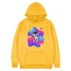 Felpa con cappuccio in pile stampato astronauta Stampa su richiesta, taglia: XS (giallo)