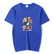 Maglietta a maniche corte in modal con scollo tondo stampato da ragazzo, stampa su richiesta, taglia: XL (blu)