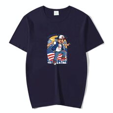Maglietta a maniche corte in modal con scollo tondo stampato da ragazzo, stampa su richiesta, taglia: XXL (blu navy)