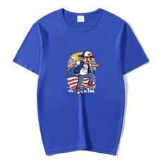 Maglietta a maniche corte in modal con scollo tondo stampato da ragazzo, stampa su richiesta, taglia: XXXXL (blu)