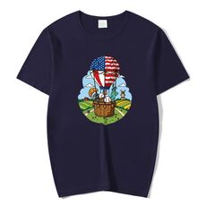 Maglietta a maniche corte in modal con scollo rotondo e stampa a palloncino, stampa su richiesta, taglia: S (blu navy)
