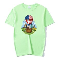Maglietta a maniche corte in modal con scollo rotondo e stampa a palloncino, stampa su richiesta, taglia: XXXXL (verde menta)