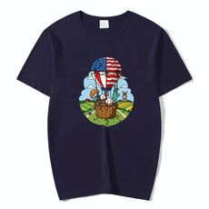 Maglietta a maniche corte in modal con scollo rotondo e stampa a palloncino, stampa su richiesta, taglia: XXXXL (blu navy)