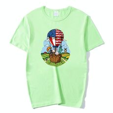 Maglietta a maniche corte in modal con scollo rotondo e stampa a palloncino, stampa su richiesta, taglia: XXXXXL (verde menta)