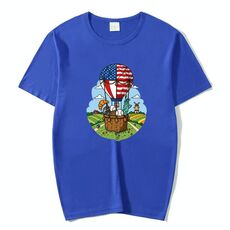 Maglietta a maniche corte in modal con scollo rotondo e stampa a palloncino, stampa su richiesta, taglia: XXXXXL (blu)